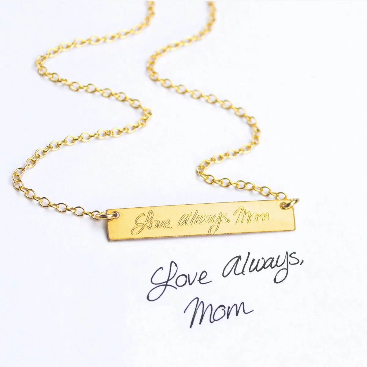 Actual Handwriting Bar Necklace