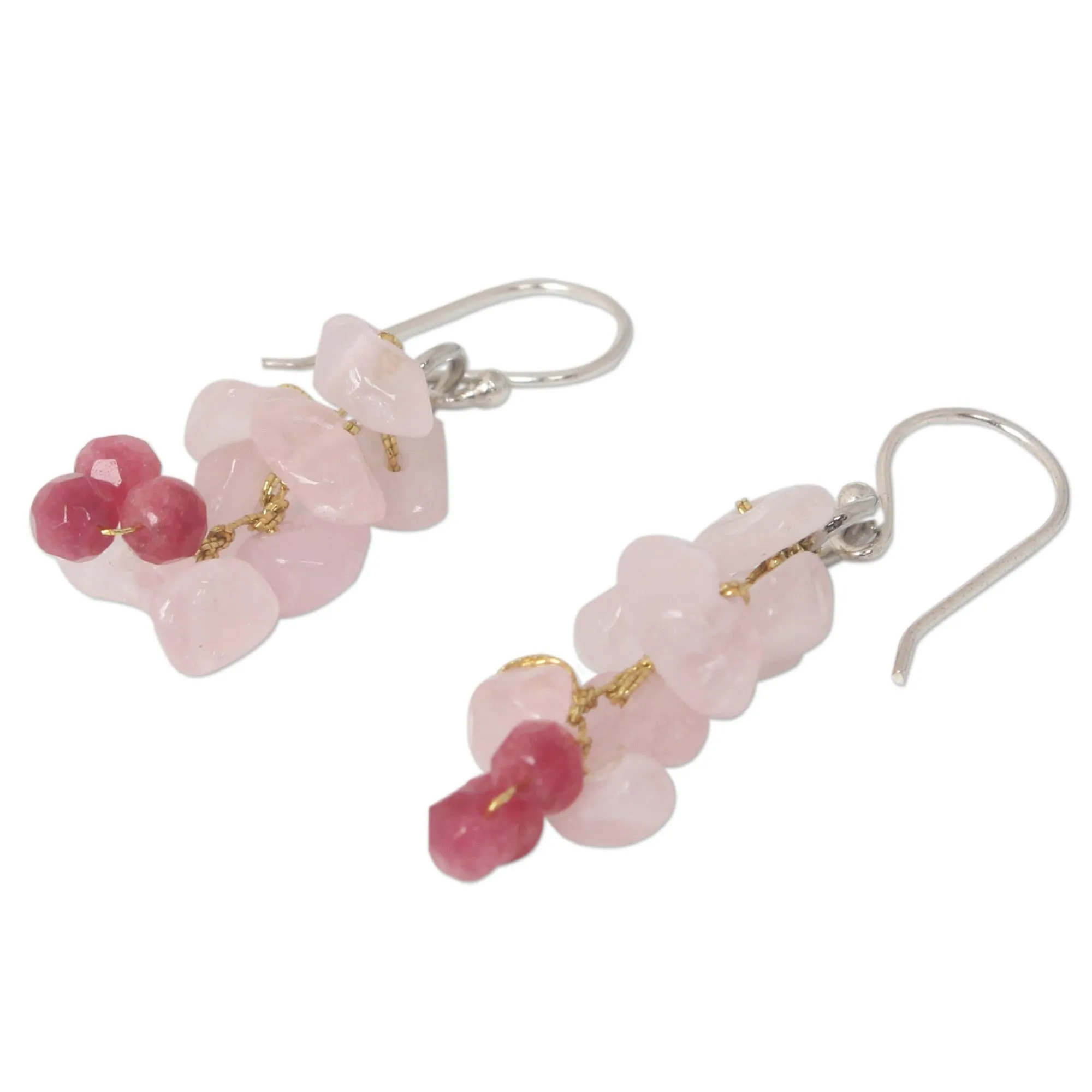 Afternoon Pink Handmade Beaded Rose Quartz Earrings