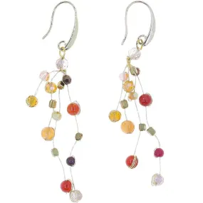 Akha Floating Earrings in Red