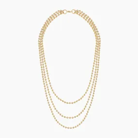 Alexa Leigh - 3mm Layered Ball Chain Necklace in Gold