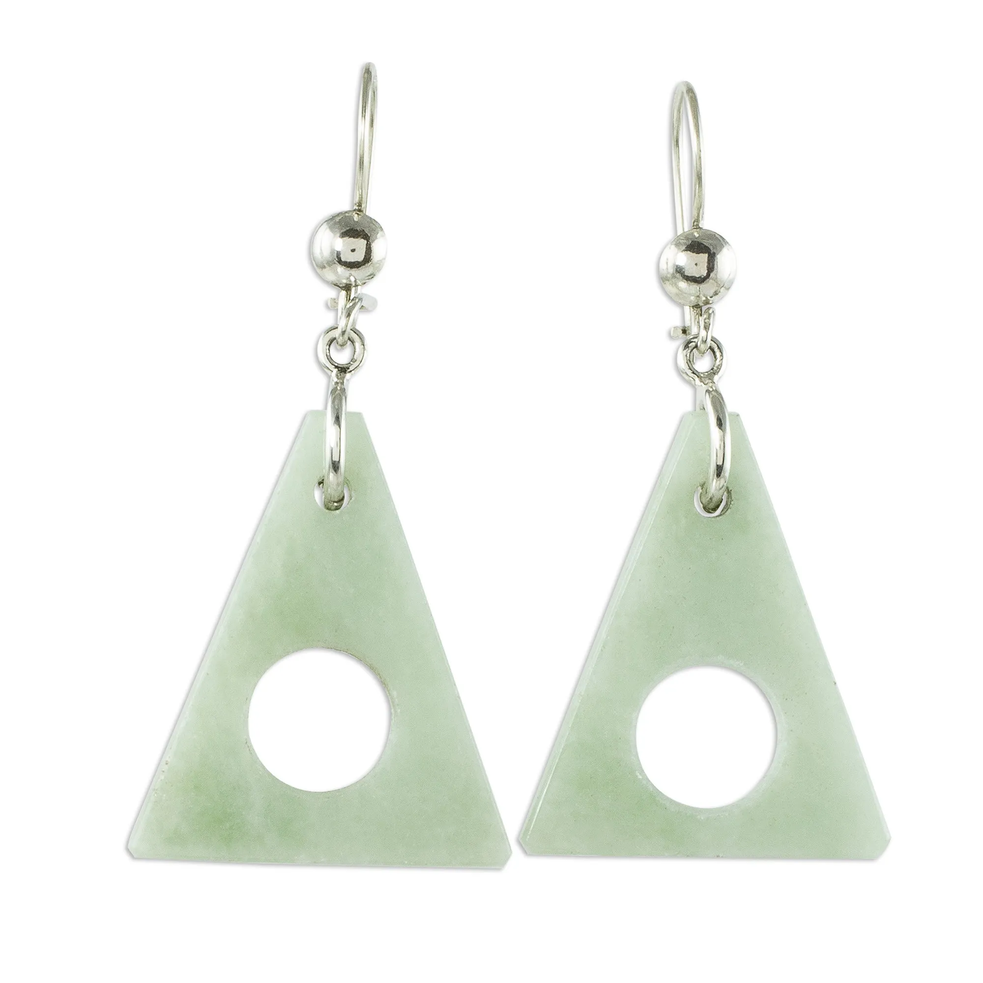 Angularity in Light Green Light Green Jade Triangle Earrings