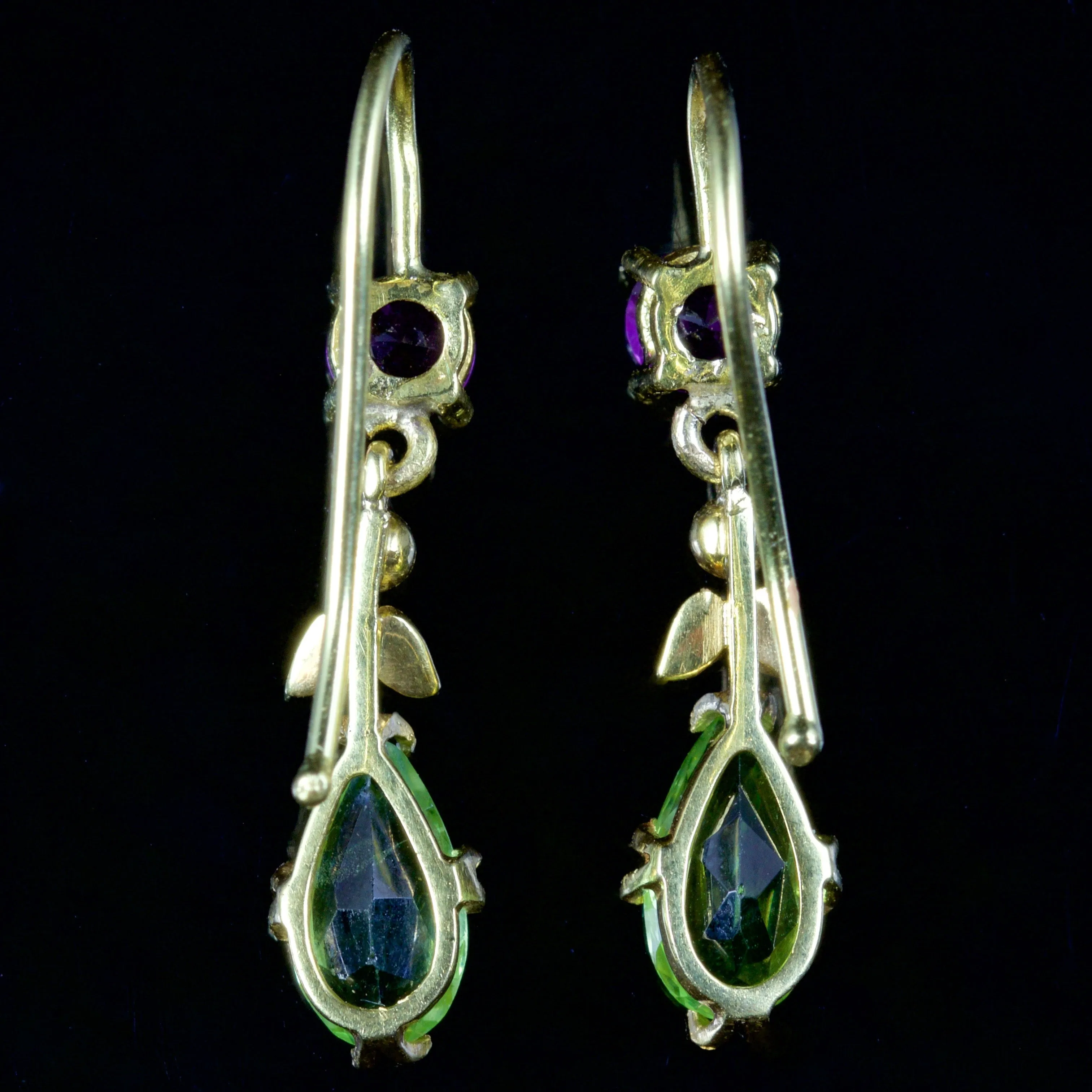 Antique Victorian Long Suffragette Earrings 18Ct Gold Earrings Circa 1900