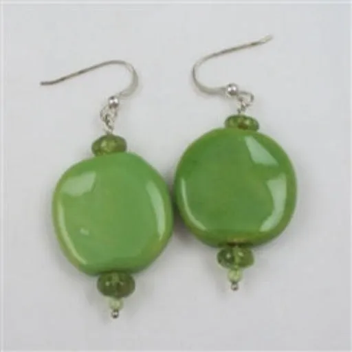 Apple Green Kazuri Earrings Fair Trade Drop Earrings