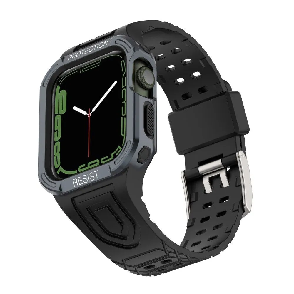 Apple Watch (41mm) color contrast watch strap    protective case - Black / Grey