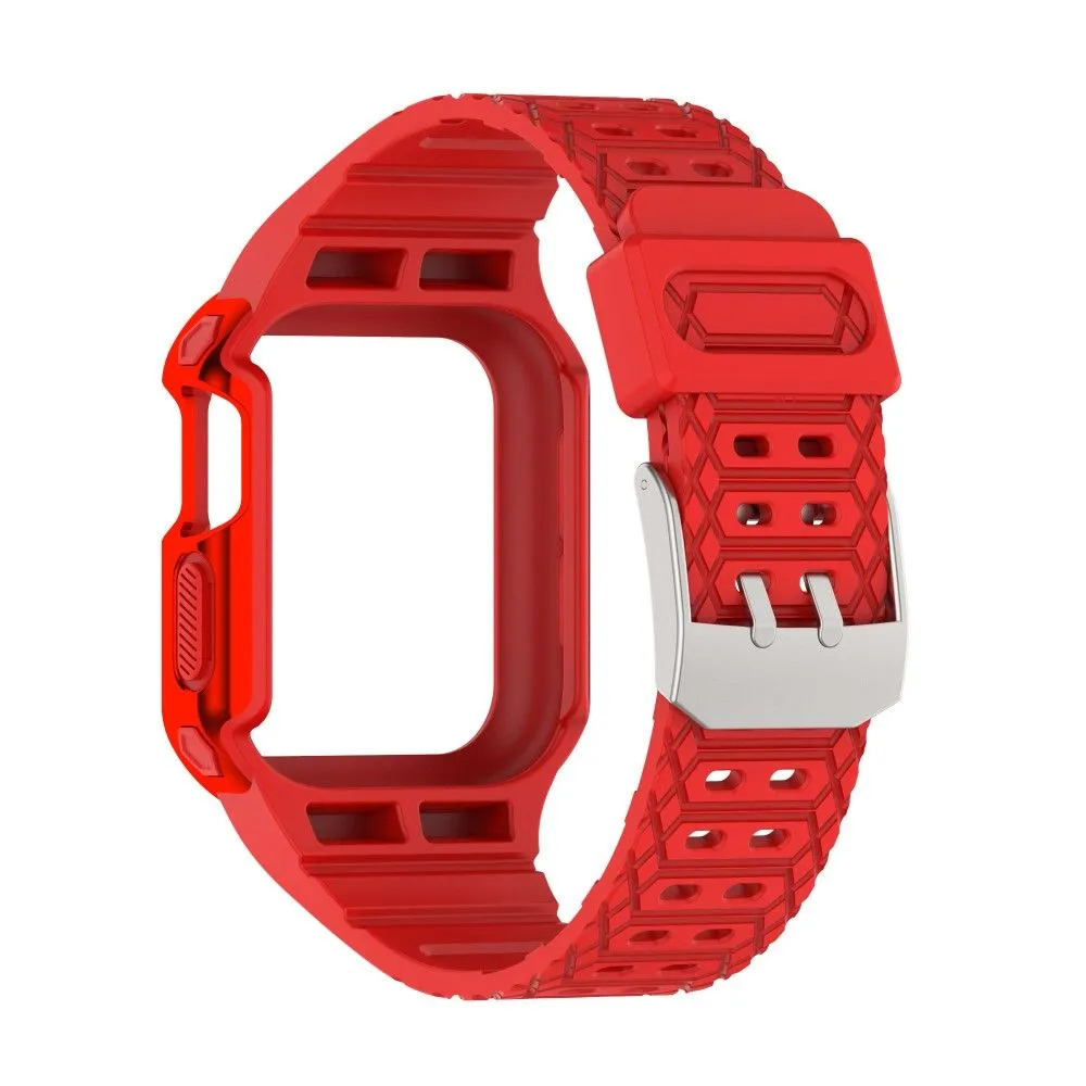 Apple Watch (41mm) color contrast watch strap    protective case - Red / Red