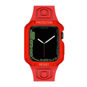 Apple Watch (41mm) color contrast watch strap    protective case - Red / Red