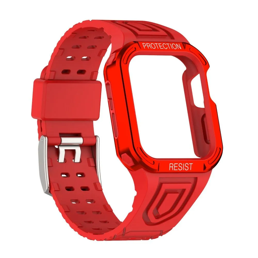 Apple Watch (41mm) color contrast watch strap    protective case - Red / Red