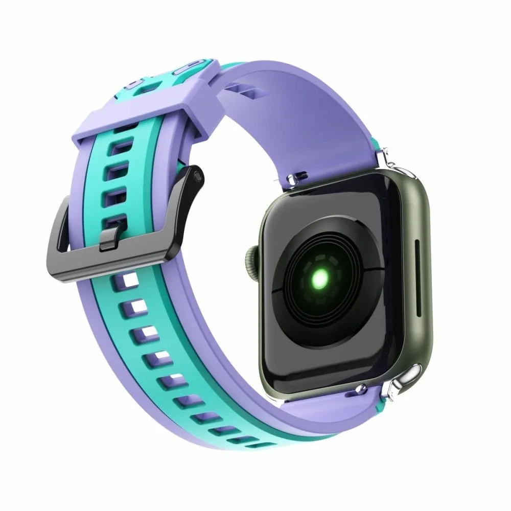 Apple Watch (41mm) color splice silicone watch strap - Teal Green / Lavender