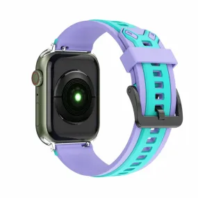 Apple Watch (41mm) color splice silicone watch strap - Teal Green / Lavender