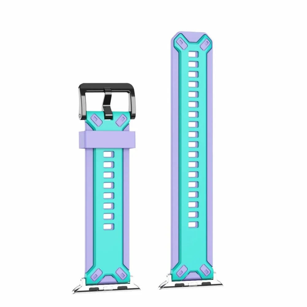 Apple Watch (41mm) color splice silicone watch strap - Teal Green / Lavender