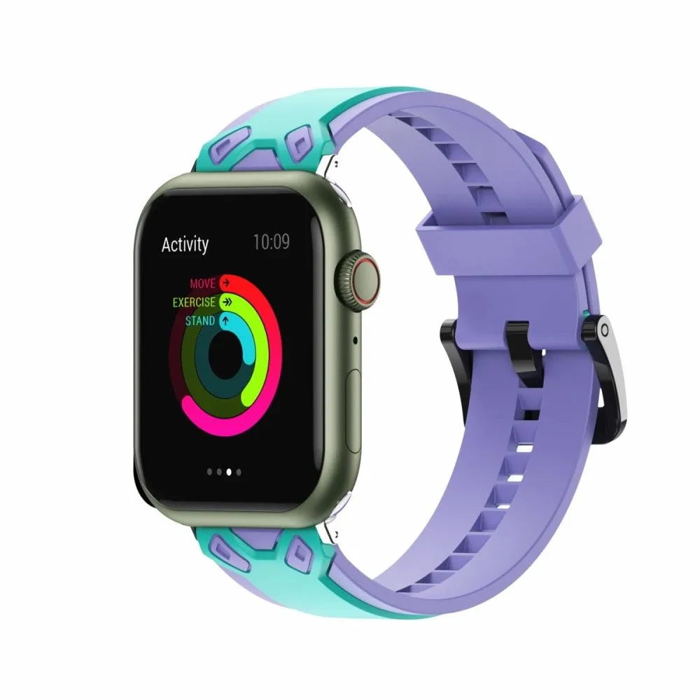 Apple Watch (41mm) color splice silicone watch strap - Teal Green / Lavender