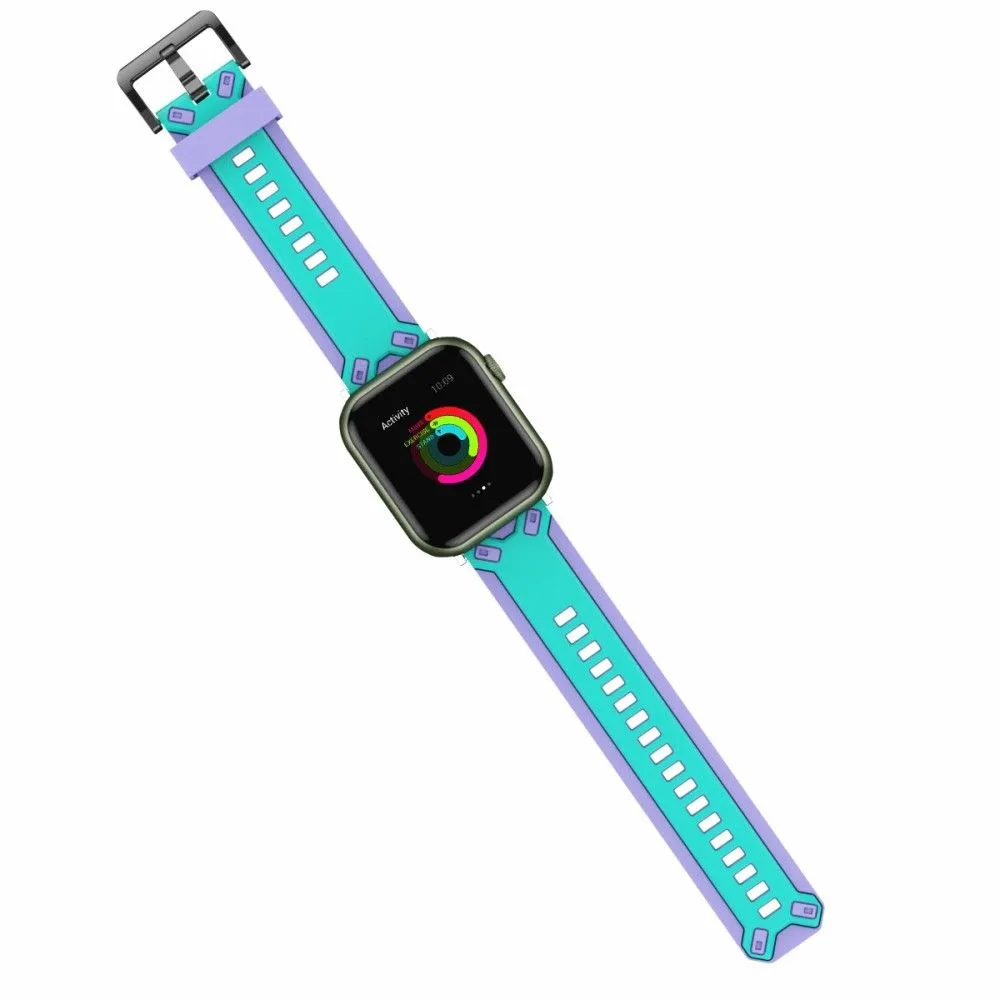 Apple Watch (41mm) color splice silicone watch strap - Teal Green / Lavender