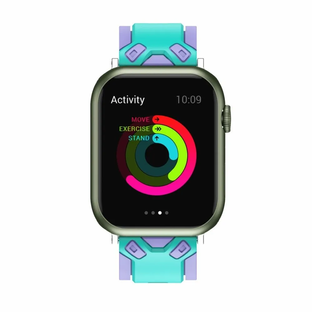 Apple Watch (41mm) color splice silicone watch strap - Teal Green / Lavender