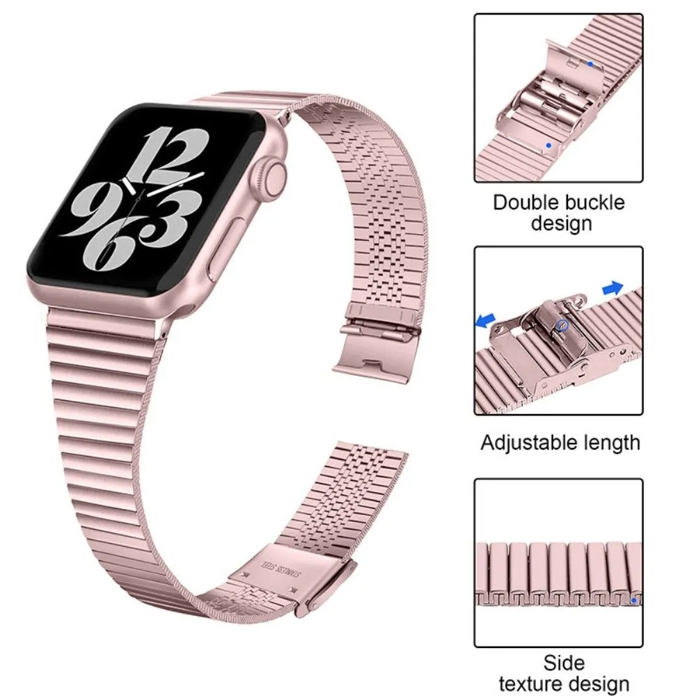 Apple Watch (41mm) stainless steel double buckle watch strap - Rose Pink