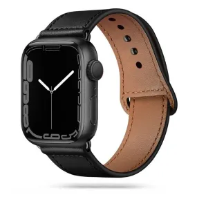 Apple Watch (42/44/SE/45/46/49mm) Tech-Protect LEATHERFIT Vegansk Læder Rem - Sort