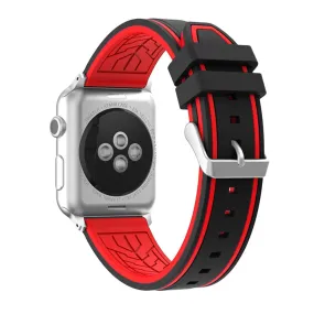 Apple Watch 44mm dual color silicone watch strap - Black / Red