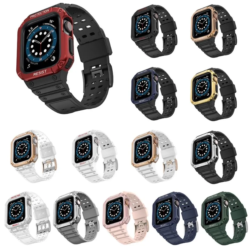 Apple Watch (45mm) contrast color TPU watch strap - Matte Transparent / Rose Gold