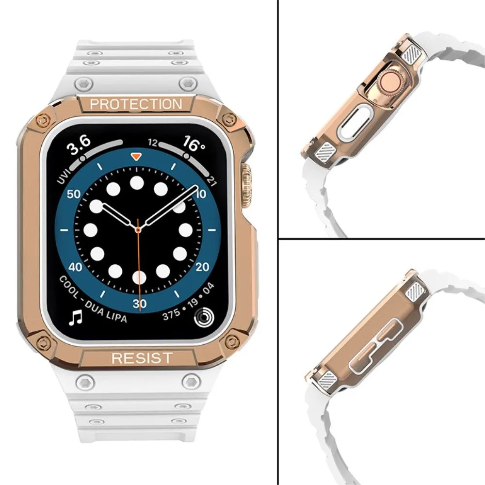 Apple Watch (45mm) contrast color TPU watch strap - Matte Transparent / Rose Gold