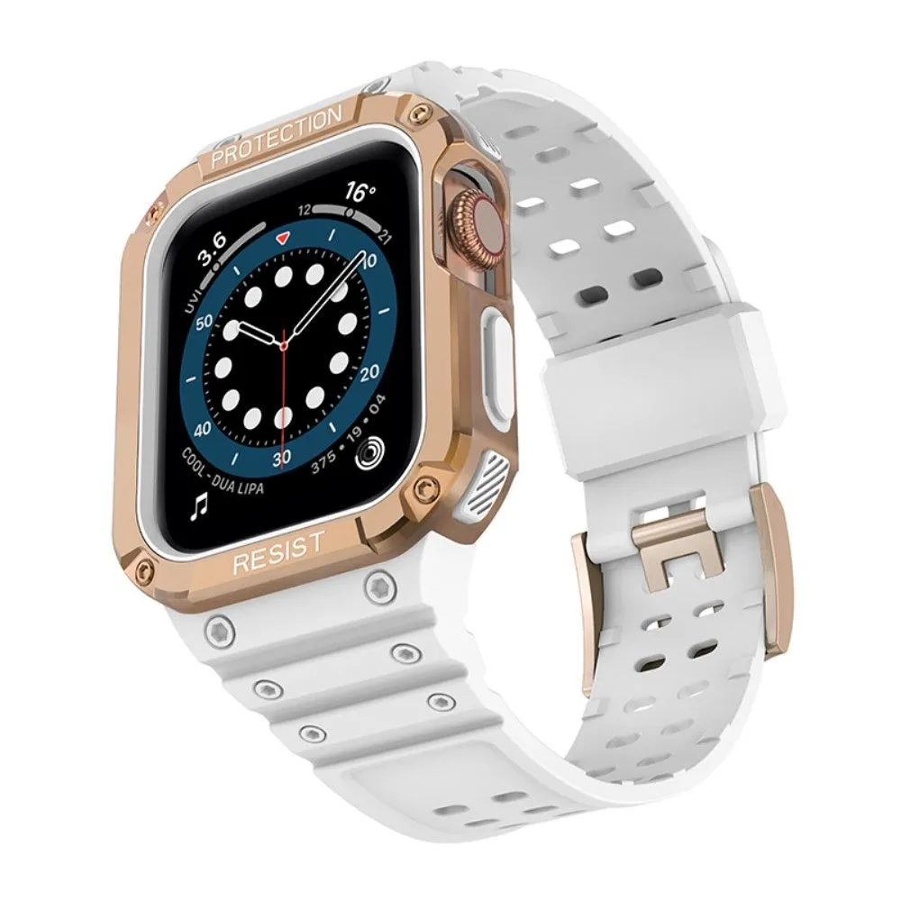 Apple Watch (45mm) contrast color TPU watch strap - Matte Transparent / Rose Gold