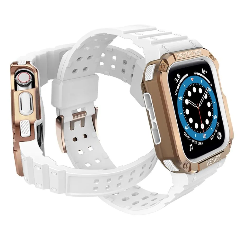 Apple Watch (45mm) contrast color TPU watch strap - Matte Transparent / Rose Gold