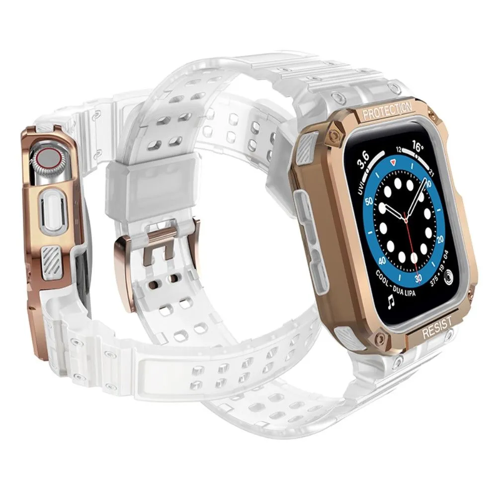 Apple Watch (45mm) contrast color TPU watch strap - White / Rose Gold