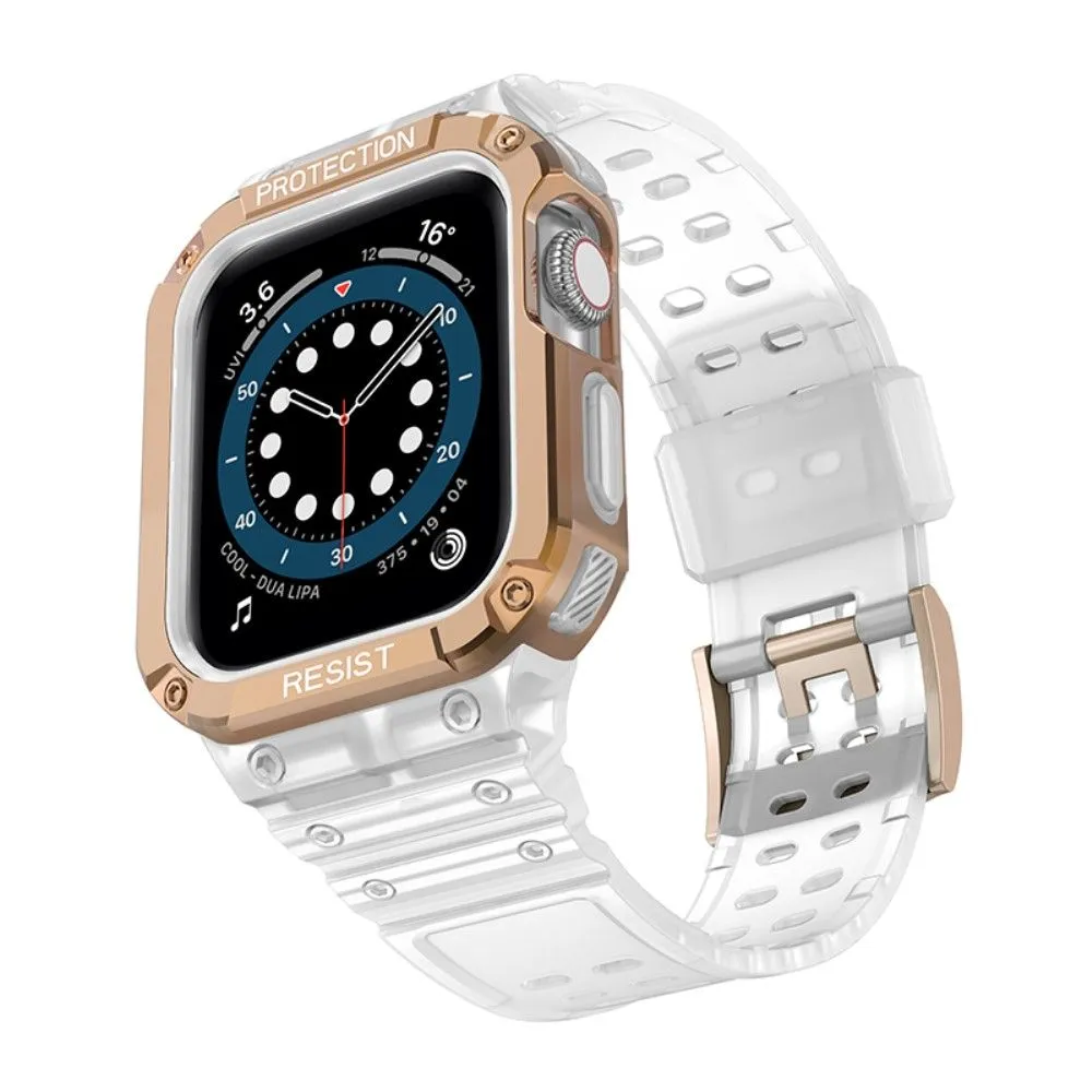 Apple Watch (45mm) contrast color TPU watch strap - White / Rose Gold