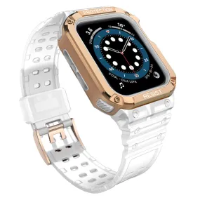 Apple Watch (45mm) contrast color TPU watch strap - White / Rose Gold