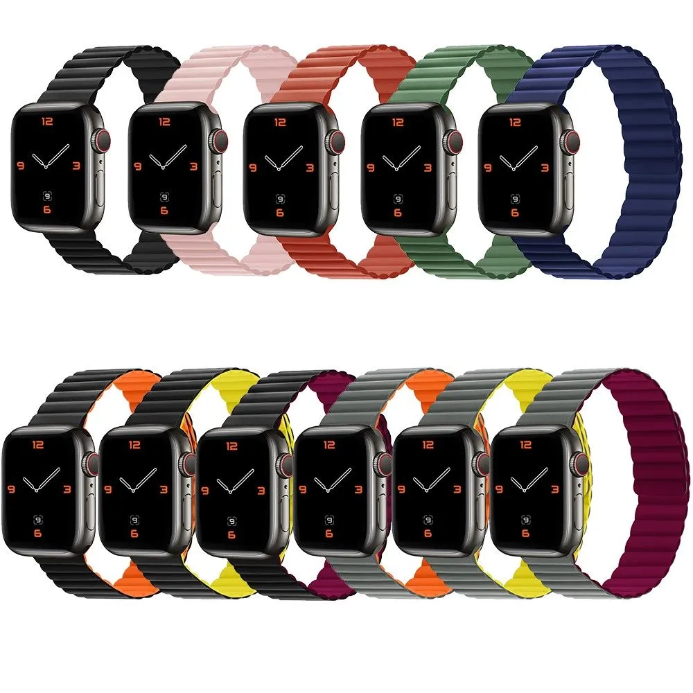 Apple Watch (45mm) dual color silicone watch strap - Black / Wine Red