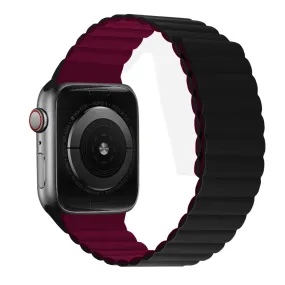 Apple Watch (45mm) dual color silicone watch strap - Black / Wine Red