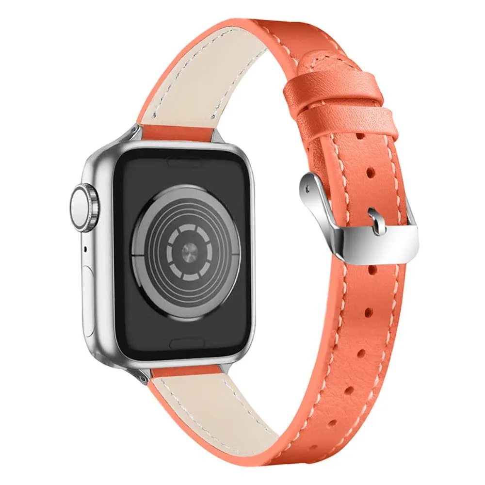 Apple Watch (45mm) elegant genuine leather watch strap - Orange