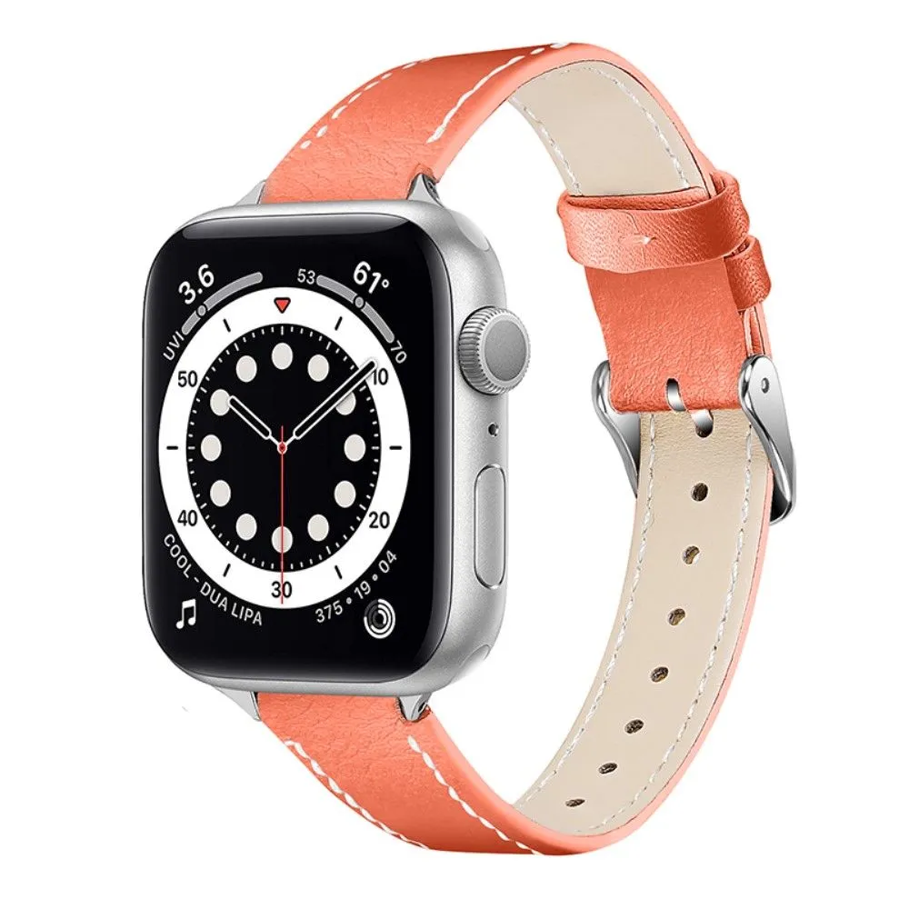 Apple Watch (45mm) elegant genuine leather watch strap - Orange