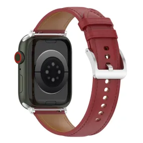 Apple Watch (45mm) genuine cowhide leather watch strap - Red