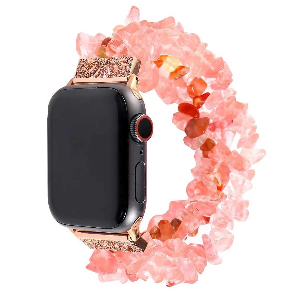 Apple Watch (45mm) natural stones style watch strap - Watermelon Red