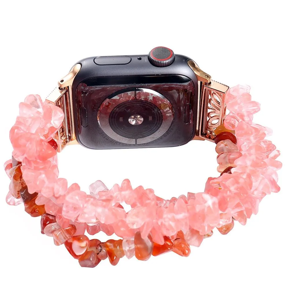 Apple Watch (45mm) natural stones style watch strap - Watermelon Red