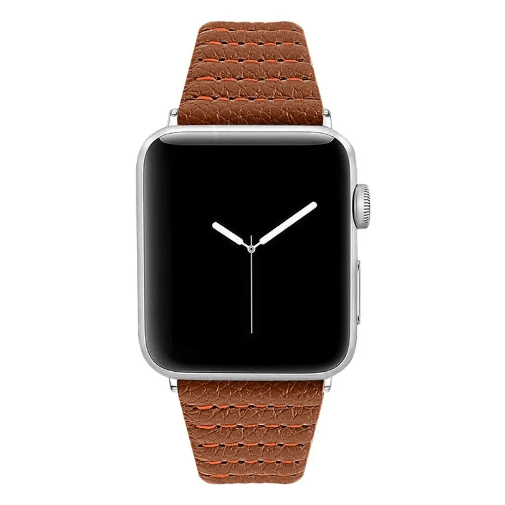 Apple Watch (45mm) wave texture genuine leather watch strap - Brown