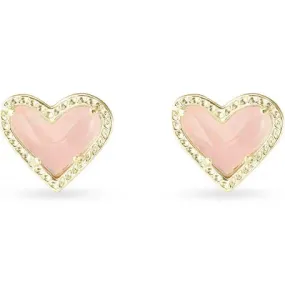 Ari Stud Earrings in Gold Rose Quartz