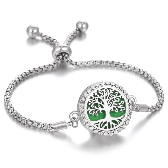 Aromatherapy Bracelet Diffuser Jewelry Christmas Adjustable Chain Tree of life Flower Aroma Braceles Perfume Locket Bracelet