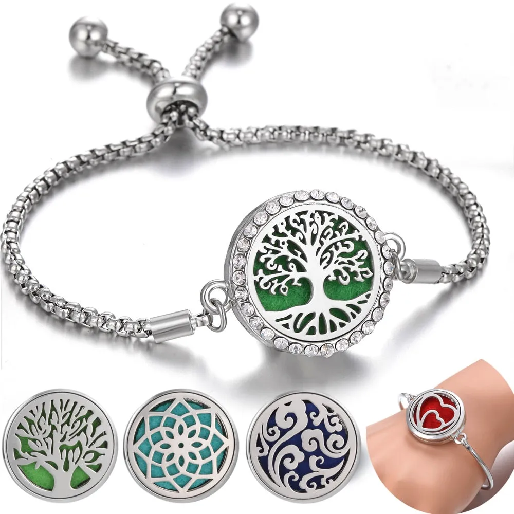 Aromatherapy Bracelet Diffuser Jewelry Christmas Adjustable Chain Tree of life Flower Aroma Braceles Perfume Locket Bracelet