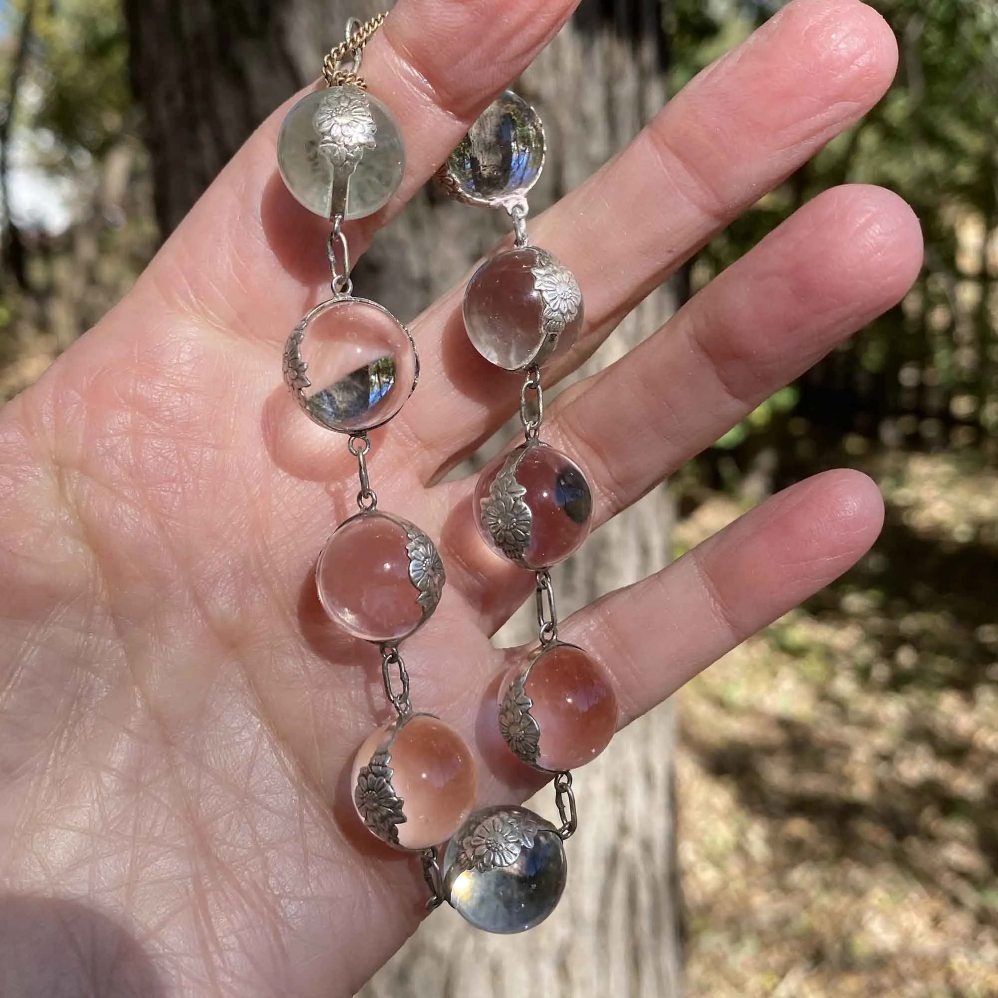 Art Deco Pools of Light Rock Crystal Bracelet in Silver