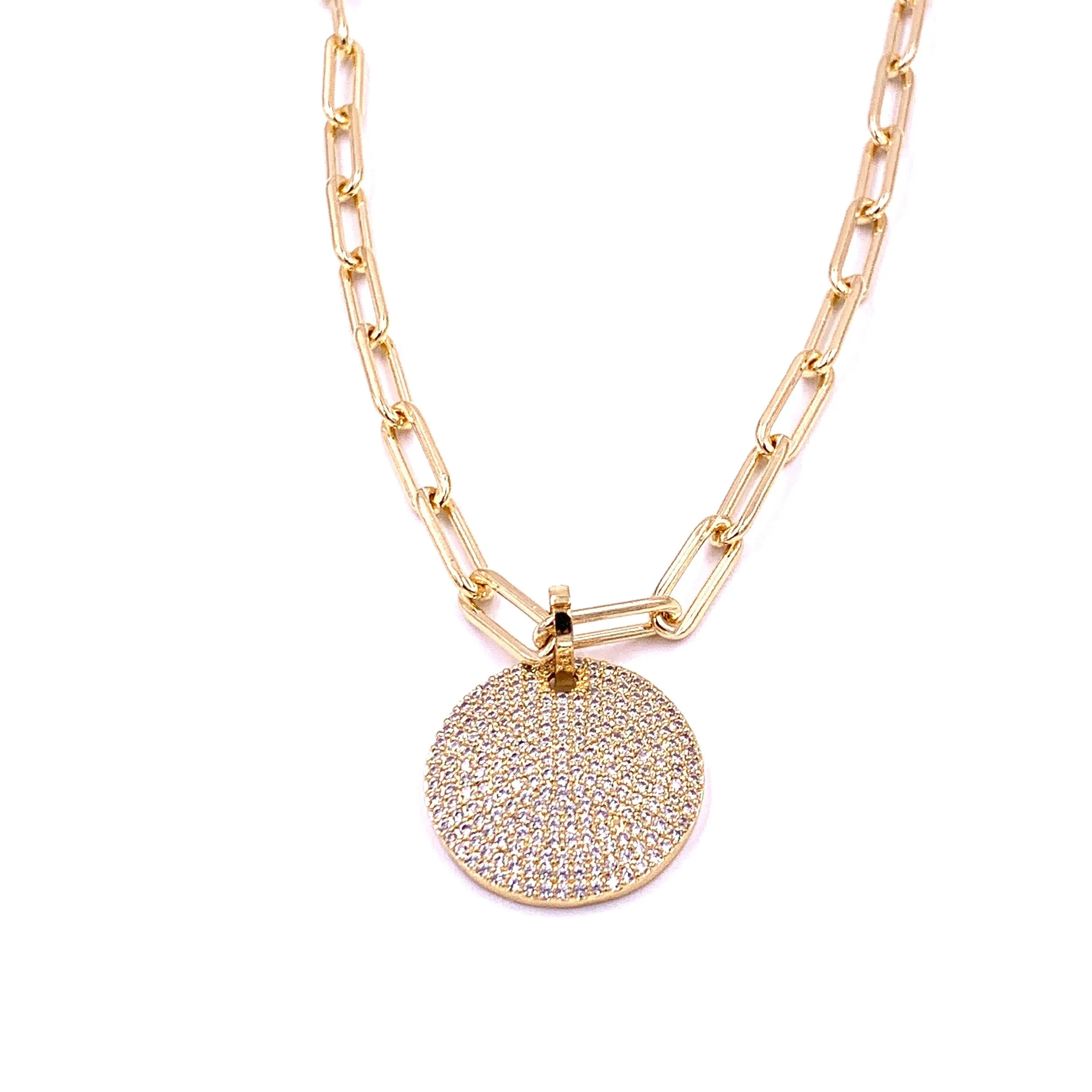 Ashley Gold Stainless Steel Gold Plated Necklace With Detachable CZ Pendant