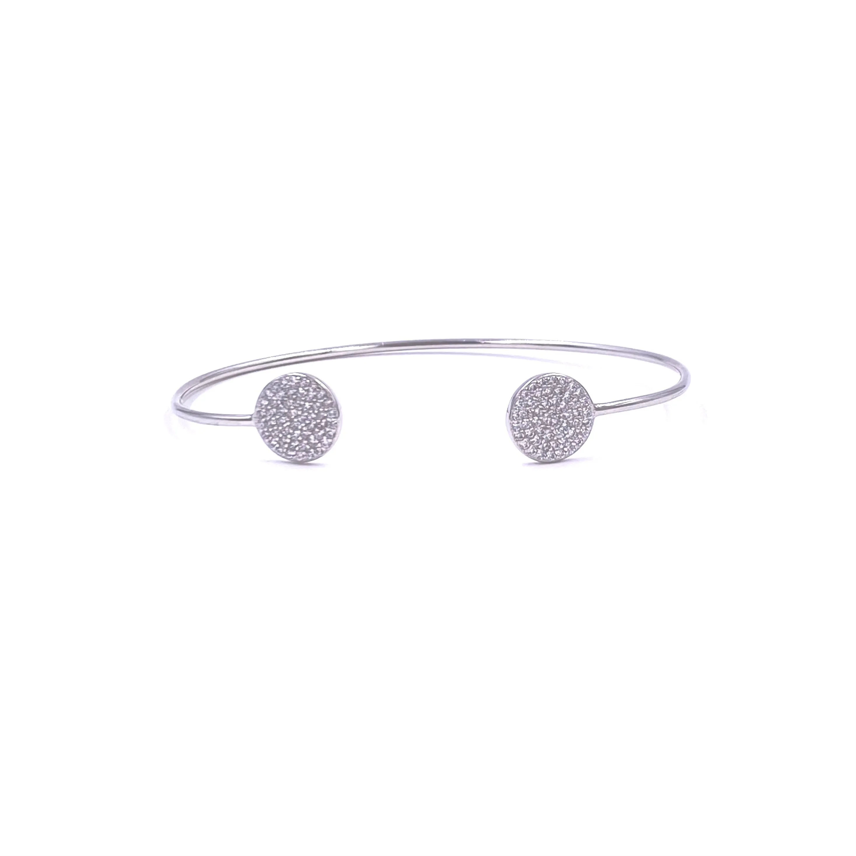 Ashley Gold Sterling Silver Bangle Bracelet with CZ Disc Bracelet