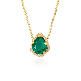 Baby Queen Water Drop Emerald Necklace with Sprinkled Diamonds | Ready to Ship