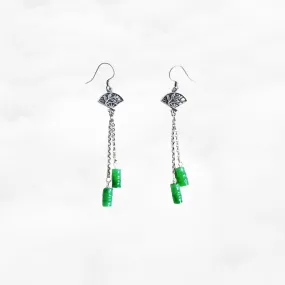 Bamboo Green Jade Earrings