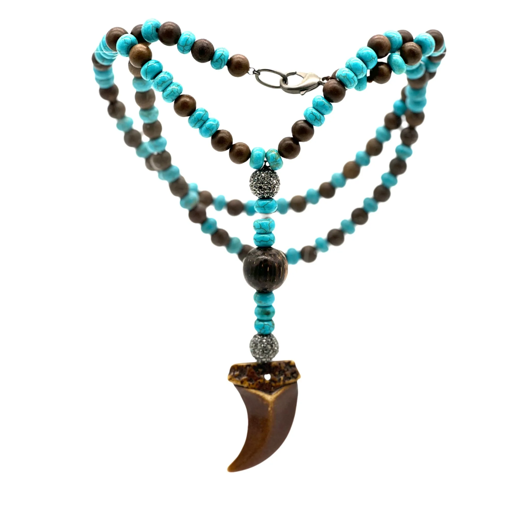 Beaded Brown Tooth Necklace