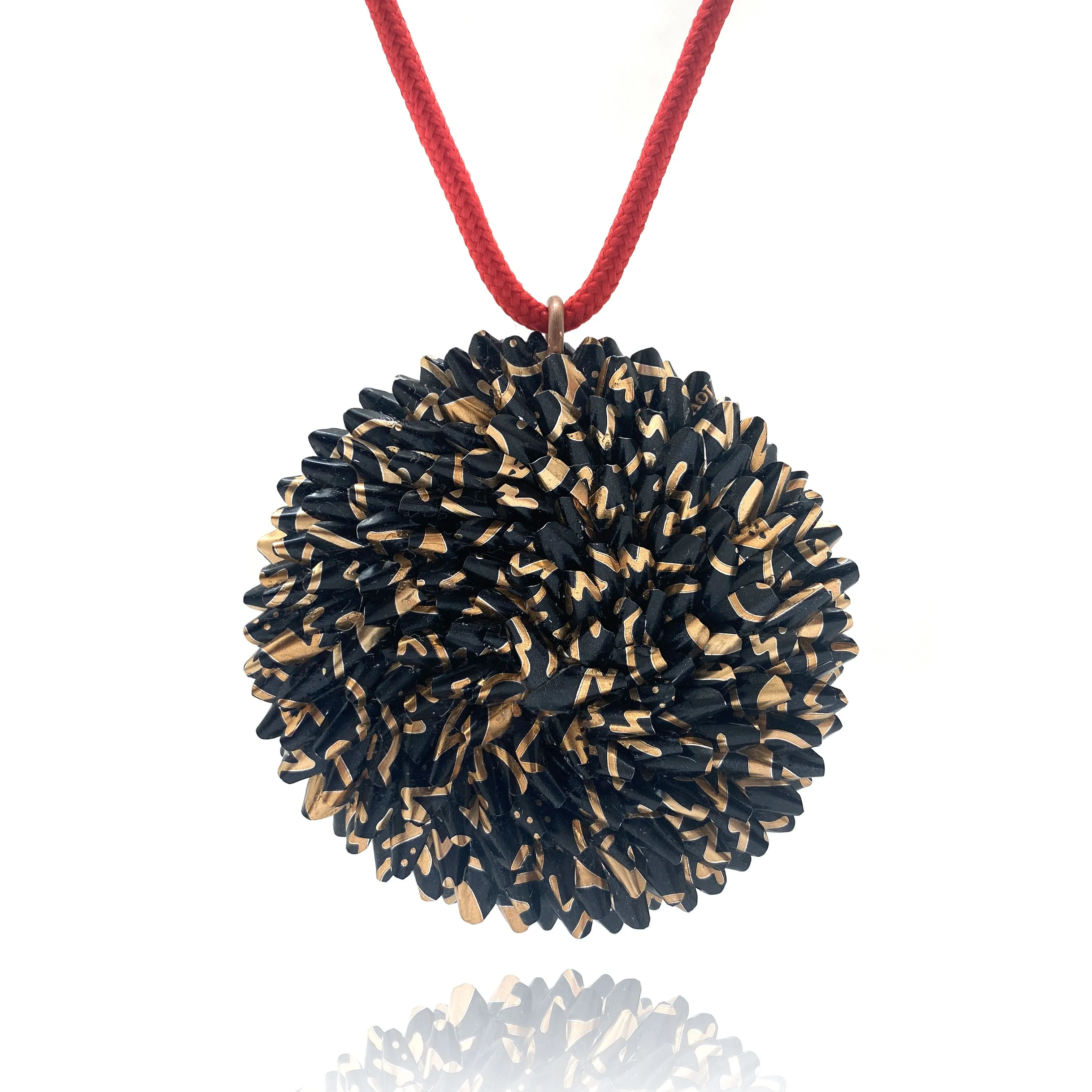 Black and Gold Aluminum Medallion Necklace