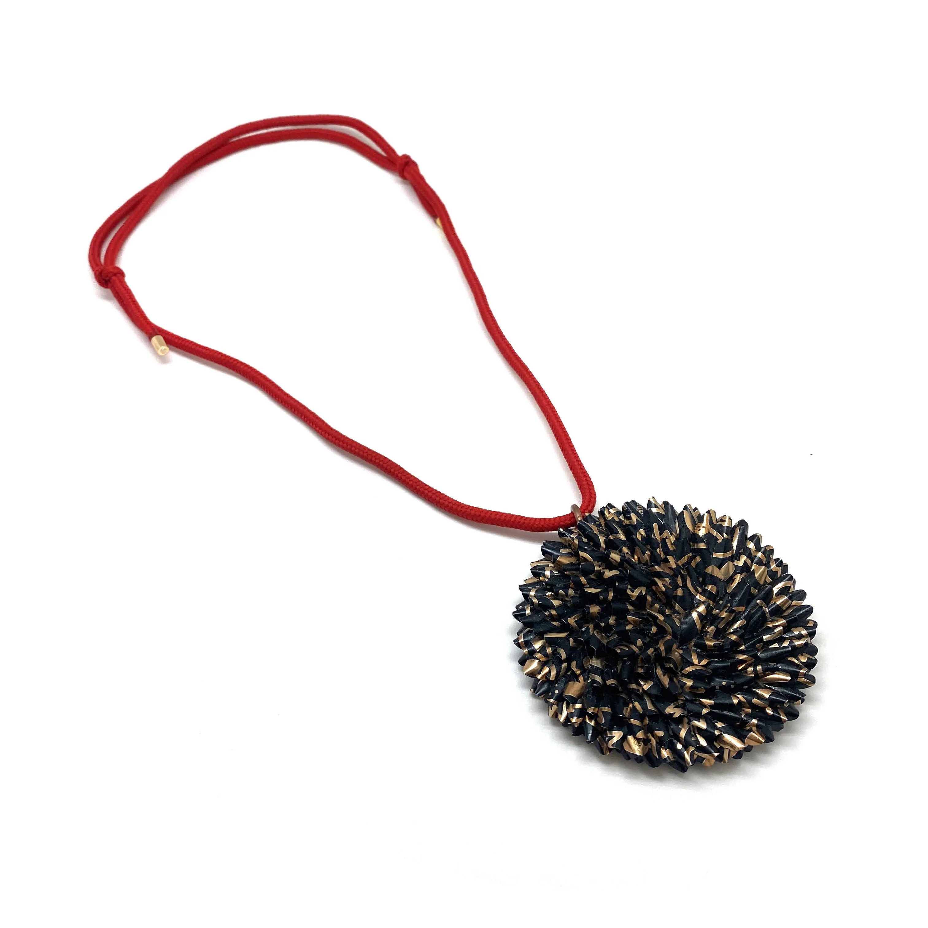 Black and Gold Aluminum Medallion Necklace