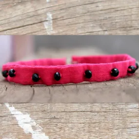 Black bead pink tara choker