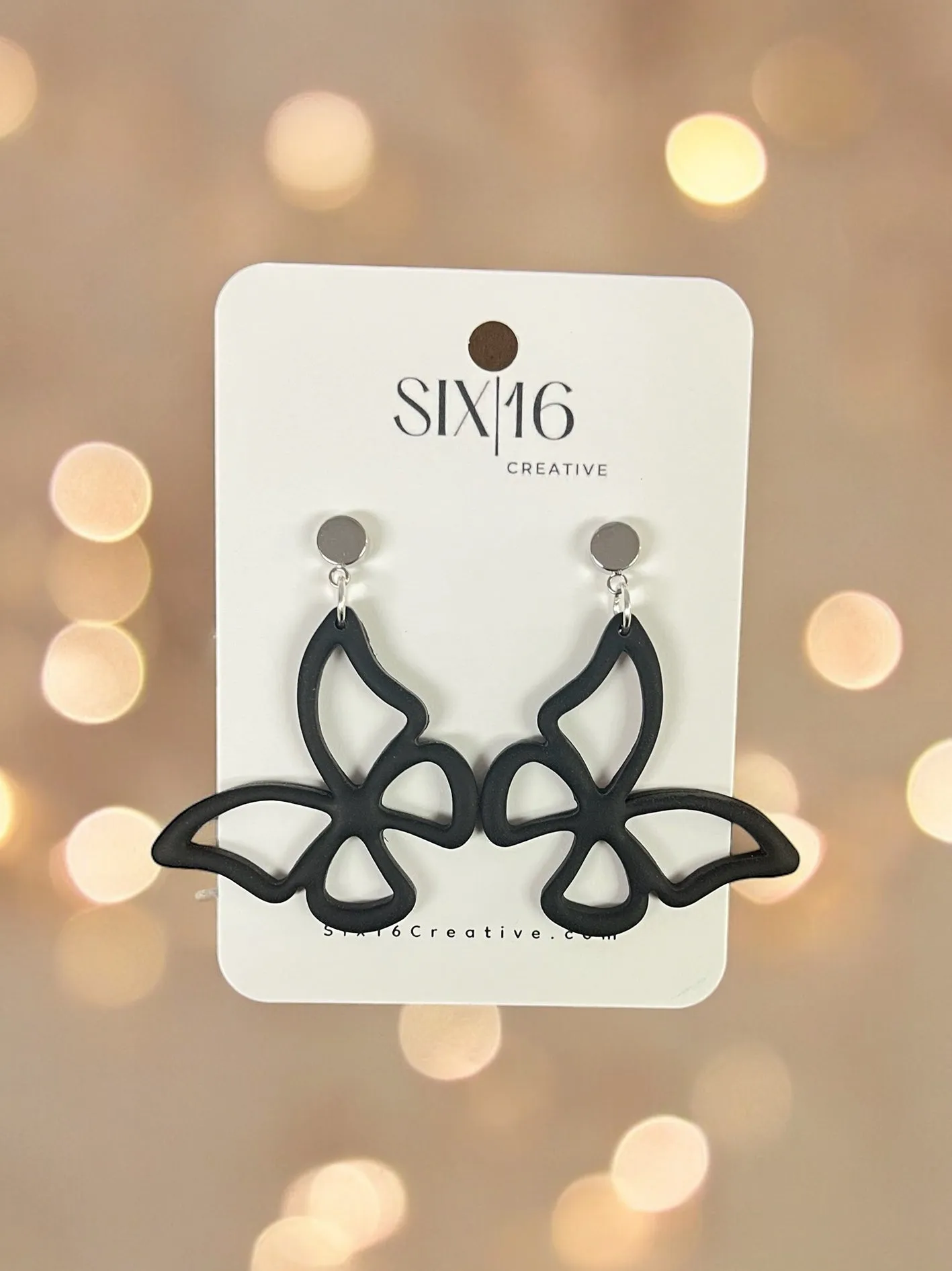 Black Butterfly Clay Earrings