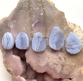 Blue lace agate Crystal Pendant Necklace