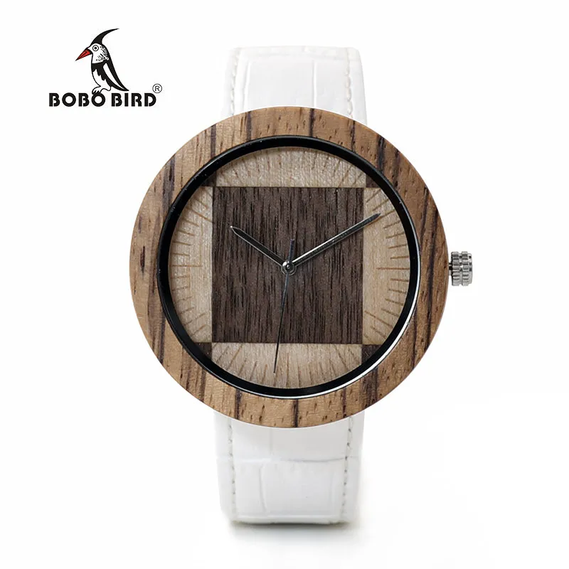 BOBO BIRD WO13O14 Zebra Wenge Wooden Watches for Men Women Two Wood Dial Face Quartz Watch with Wood Box